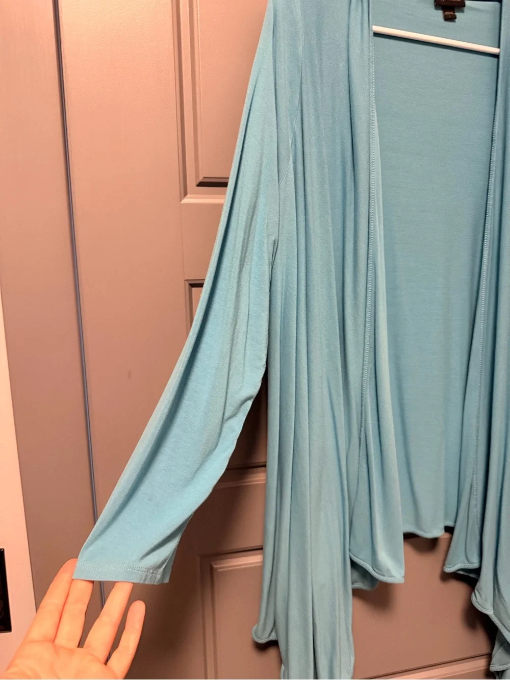 J. Jill Wear-ever Collection Turquoise Draped Open-Front Cardigan Sweater LARGE